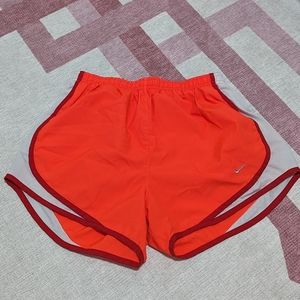 Small Neon Orange, Red, and White Nike Running Shorts